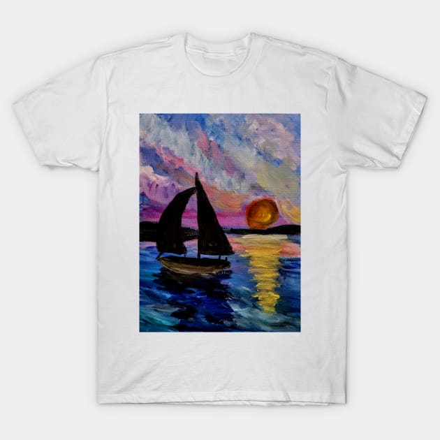 Out sailing at sunset. T-Shirt by kkartwork